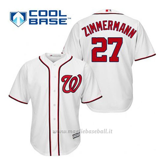 Maglia Baseball Uomo Washington Nationals Jordan Zimmermann 27 Bianco 1ªCool Base